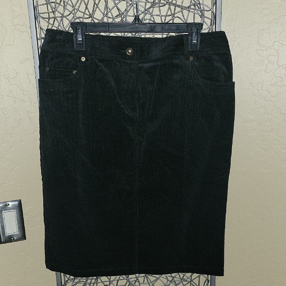 Sutton Studio Black Corduroy Pencil Skirt